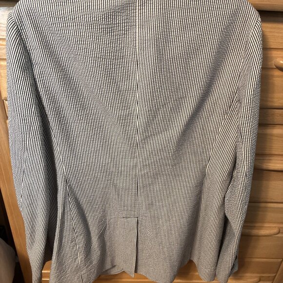 Tory Burch Women's Blue White Striped Blazer XL - Picture 3 of 9